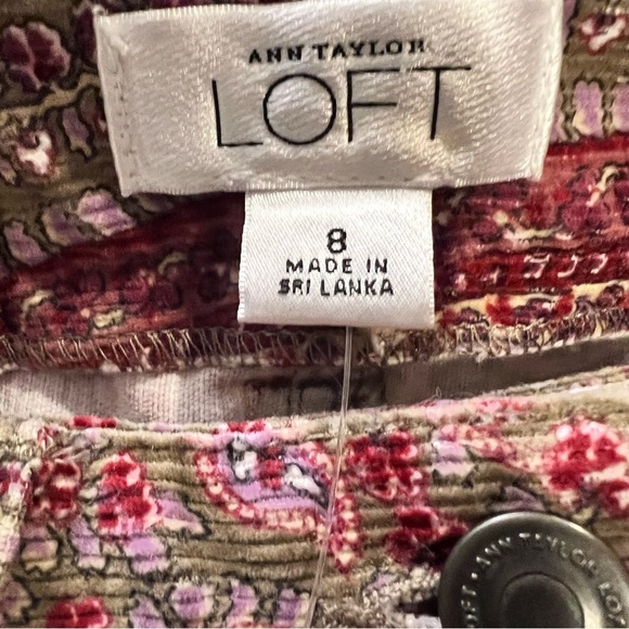 Loft Corduroy Paisley Print Skirt in Burgundy and Brown New size 8 - Picture 10 of 13